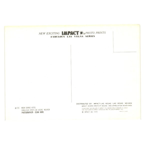 MGM Grand Vintage Postcard Hotel Casino Vacation Tourist Vegas Strip 1978 - Picture 2 of 2